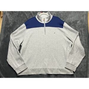 Crown & Ivy Sweatshirt Men’s 2X Gray Blue Quarter Zip Pullover Soft Prep Retro
